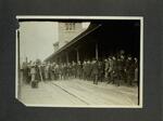 Civic and Military Leaders Pose at the Railroad Station as the Men Depart for Camp Devens