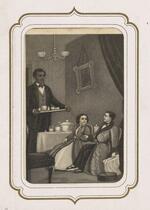 From the Fairy Wedding Album: Illustration of Charles S. Stratton and M. Lavinia Warren in the evening taking dinner