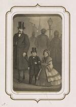 From the Fairy Wedding Album: Illustration of Charles S. Stratton and M. Lavinia Warren on evening walk (version 2)