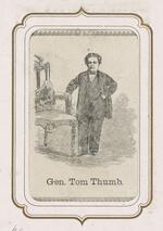 From the Fairy Wedding Album: Illustration of Charles S. Stratton as General Tom Thumb standing beside a chair