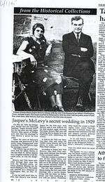 Jasper's McLevy's secret wedding in 1929