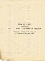 List of Cars manufactured by the Locomobile Company of America