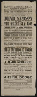 Handbill: Advertisement for Barnum's American Museum featuring the Living Hippopotamus and the Great Sea Lion, 1861 (verso) 
