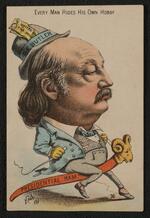 Trade cards: Card set entitled "Every Man Rides His Own Hobby" including P.T Barnum (card 6)