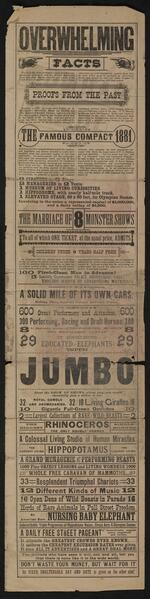 Handbill: "Better Wait for Jumbo and the Entire United 8 Monster Shows"  with blank space for show location (verso)