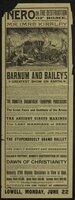 Handbill: The Barnum and Bailey Greatest Show on Earth for Lowell, Monday, June 22, 1891
