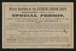 Ticket: Barnum-London Show at Bridgeport Winter Quarters, 1881-1882