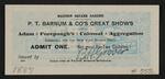 Ticket:  P.T. Barnum' and Co's Great Shows and Adam Forepaugh's, 1887
