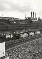 Penn Central locomotive 6225 (head engine) and Philadelphia, Bethlehem and New England Railroad locomotive 25