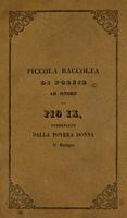 Piccola raccolta di poesie ad onore di Pio IX pubblicate dalla povera donna di Bologna