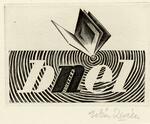 Book plate depicting Spiral background with 'bnel' at bottom; top portion shows a book, whose corner coincides with the spiral center
