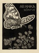 Book plate depicting large butterfly near a branch