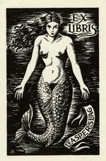 Book plate depicting mermaid