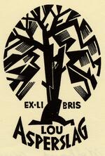 Book plate depicting abstract tree