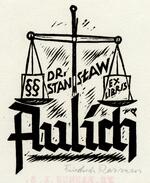 Book plate depicting Owner's name integrated into a balanced scale