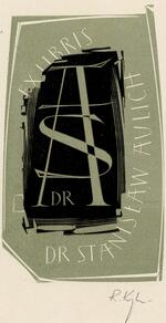 Book plate depicting Owner's initials circled by 'ex libris' and full name