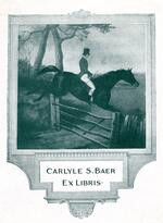 Book plate depicting Equestrian scene; horse jumping over a fence