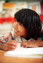 Huichole Girl Learns At The Florece School