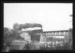 Canadian National Railway steam locomotive 6153, on excursion, on bridge