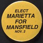 Elect Marietta for Mansfield button