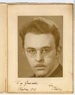 Formal portrait of Charles Olson.  Inscribed To my grandmother, Love Charles, Christmas 1939 