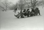 Students sledding during Blizzard of 1978