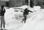 Students shoveling out cars after Blizzard of 1978