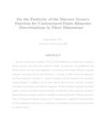 On the Positivity of the Discrete Green's Function for Unstructured Finite Elements Discretizations in Three Dimensions
