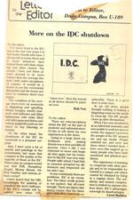 1983 Letters to the CDC Editor on IDC closing.