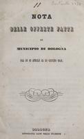 Nota delle offerte fatte al municipio di Bologna dal dì 12 aprile al 30 giugno 1848