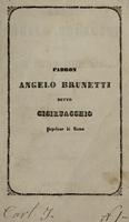 Padron Angelo Brunetti detto Ciciruacchio, popolano di Roma schizzo biografico