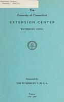 University of Connecticut Extension Center, Sponsored by the Waterbury Y.M.C.A., 1944-1945
