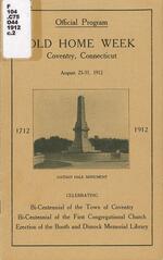 Official program, old home week, Coventry, Connecticut