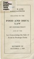 Rules and regulations relating to the food and drug law of Connecticut and of the Act Concerning the Sale of Food in Package Form (1918 supplement)