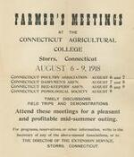 Farmer's meetings at the Connecticut Agricultural College, Storrs, Connecticut, August 6-9, 1918