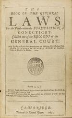 Book of the general laws for the people within the jvrisdiction of Connecticut (sic)