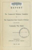 Report of the Commercial Relations Committee to the Connecticut State Council of Defense regarding community war chests