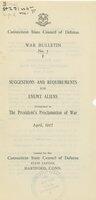 Suggestions and requirements for enemy aliens contained in the President's proclamation of war, April, 1917