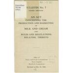 Act concerning the production and marketing of milk and cream and rules and regulations relating there to