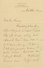 Alfred A. Noyes to Sara T. Kinney, October 15, 1890