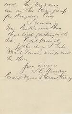 S.C. Armstrong to Sara T. Kinney, November 8, 1890