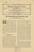 Mental hygiene news, September 1926