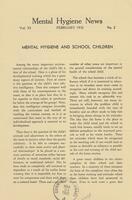 Mental hygiene news, February, 1932
