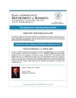 The Department of Banking news bulletin. #3047. 2022: July 15.