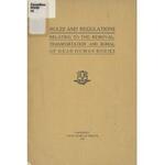 Rules and regulations relating to the removal, transportation and burial of dead human bodies