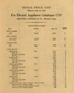 Retail price list effective July 15, 1937 for electric appliance catalogue C737