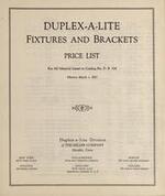 Duplex-a-lite fixtures and brackets price list for all material listed in Catalog No. D. P. 154 effective March 1, 1927