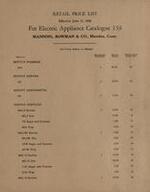 Retail price list effective June 15, 1939 for electric appliance catalogue 139