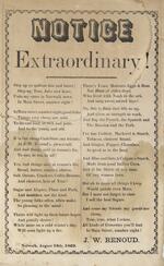 Notice extraordinary! Step up ye gallant fair and brave! Step up ... J.W. Renoud. Norwalk, August 16th, 1859
