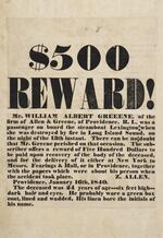 $500 reward! Mr. William Albert Greeene, sic of the firm of Allen & Greene,
